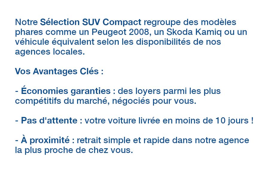 Choisissez votre selection suvcompact chez CarGo Flex